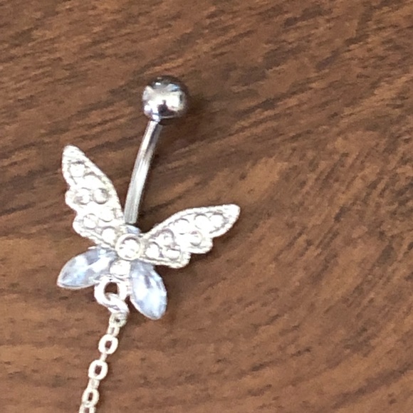 Double-Tier Butterfly Belly Button Ring - Picture 2 of 3
